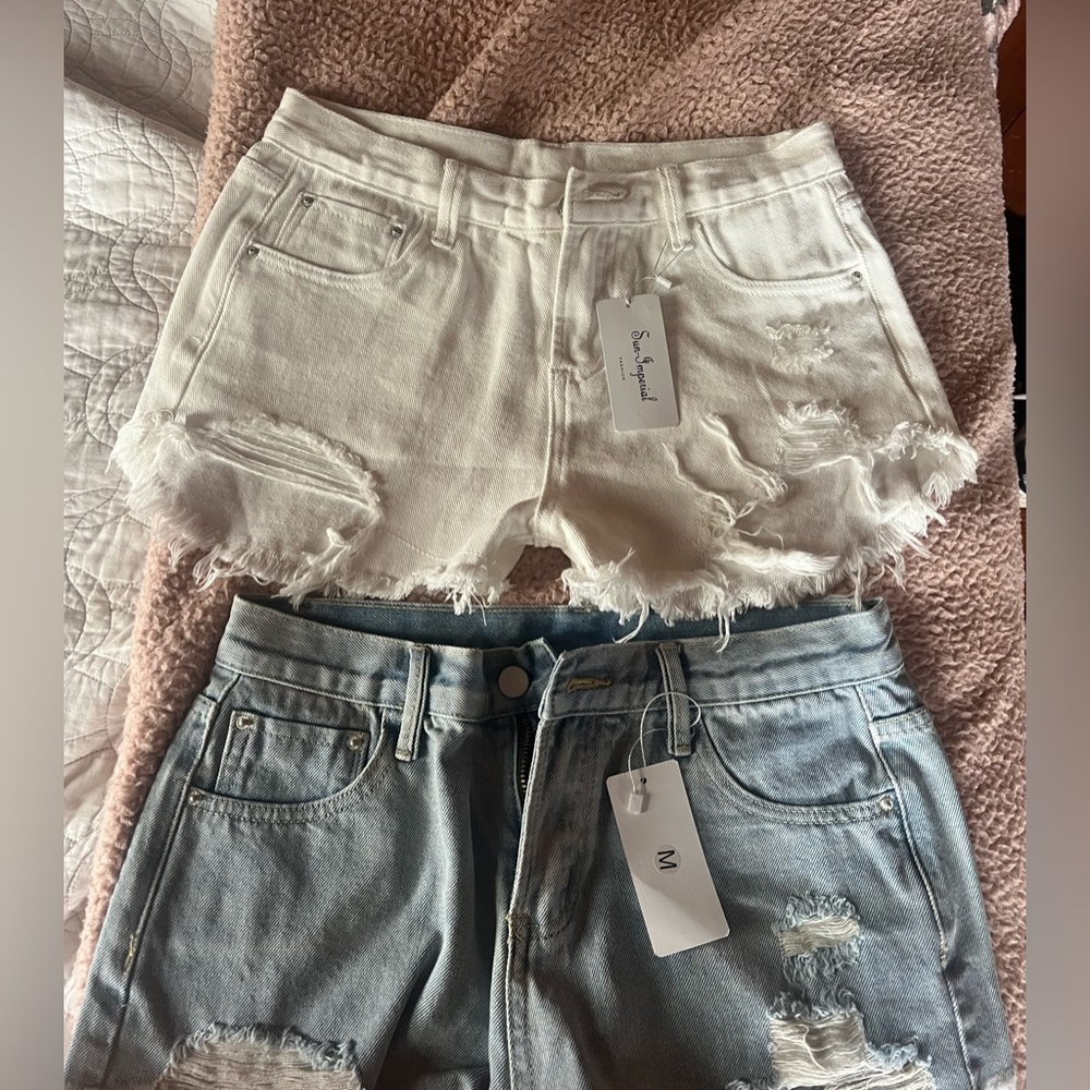 BRAND NEW White and Lightwash Sun Imperial Jean shorts